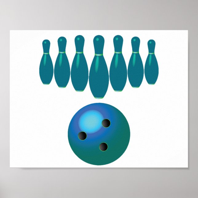 Póster Bolas de boliche y deportes divertidos (Frente)