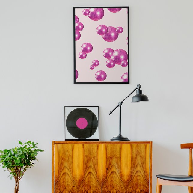 Póster Bolas de Disco Bold Chic Retro Rosa (Front)