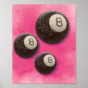 Póster Bolas de disco brillantes en blanco y negro, disco