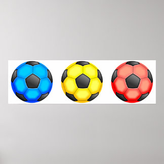 Póster Bolas de fútbol coloridas