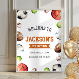 Póster Bolas deportivas vamos a tener un cartel de bienve