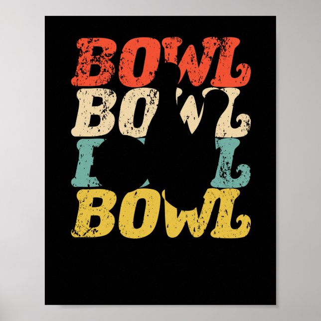 Póster Bolas Retro Bowl de la vieja escuela Bowling Vinta (Frente)