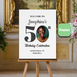 Póster Bold 50th Birthday Party Photo Welcome