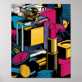 Póster Bold 60s Style Pop Art: Gold Glamour Flat Color