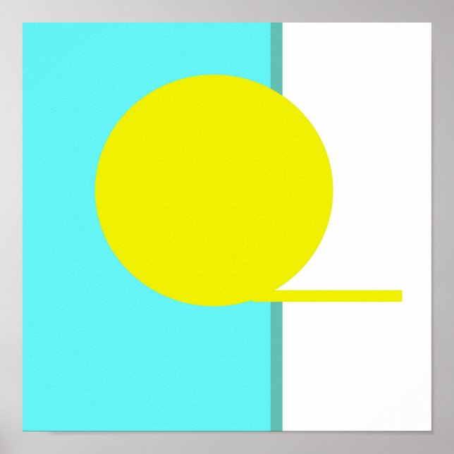 Póster Bold Abstract Art Circle Turquoise Green Yellow (Frente)
