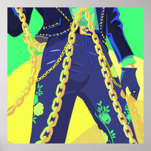 Póster Bold Fashion: Chains and Floral Motifs