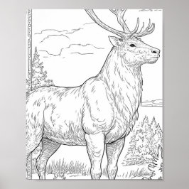 Póster Bold Flat Color Graphic: Musclebound Reindeer 