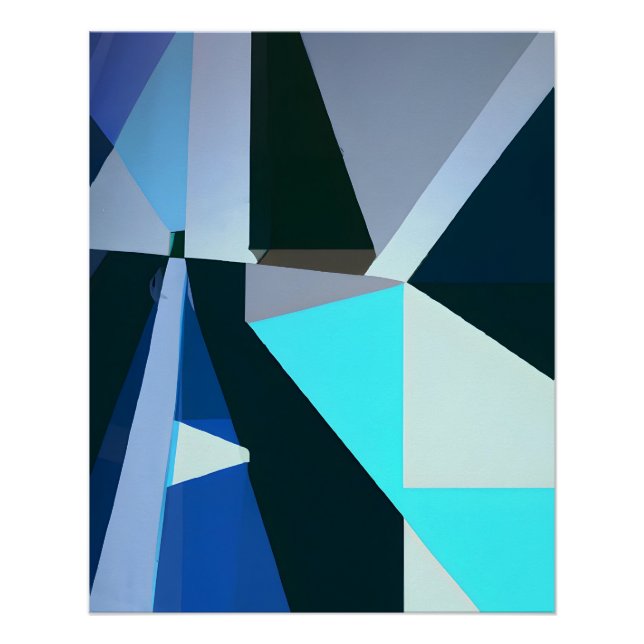 Póster Bold Geometric Abstract in Cool Blues (Anverso)
