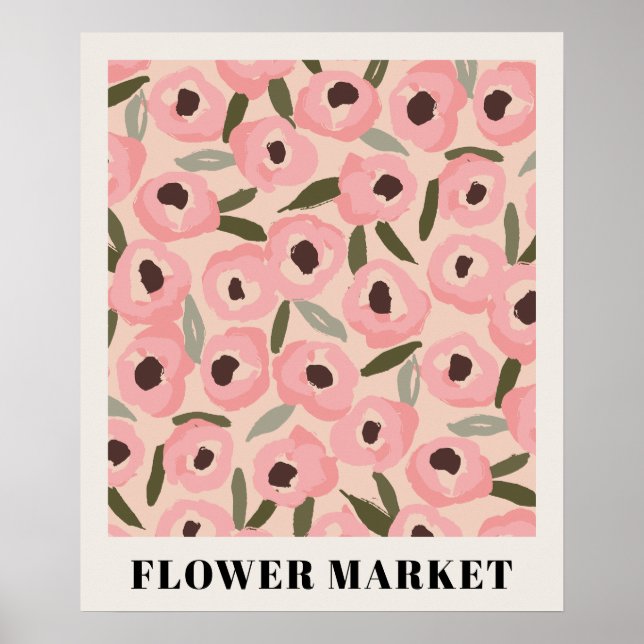 Póster Bold Inky Floral Pattern | Hand-Drawn Botanical (Frente)