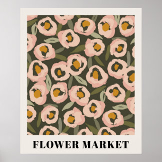 Póster Bold Inky Floral Pattern | Hand-Drawn Botanical