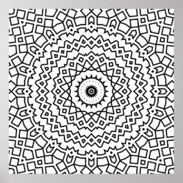 Póster Bold Lattice Star Mandala Pattern Coloring Art