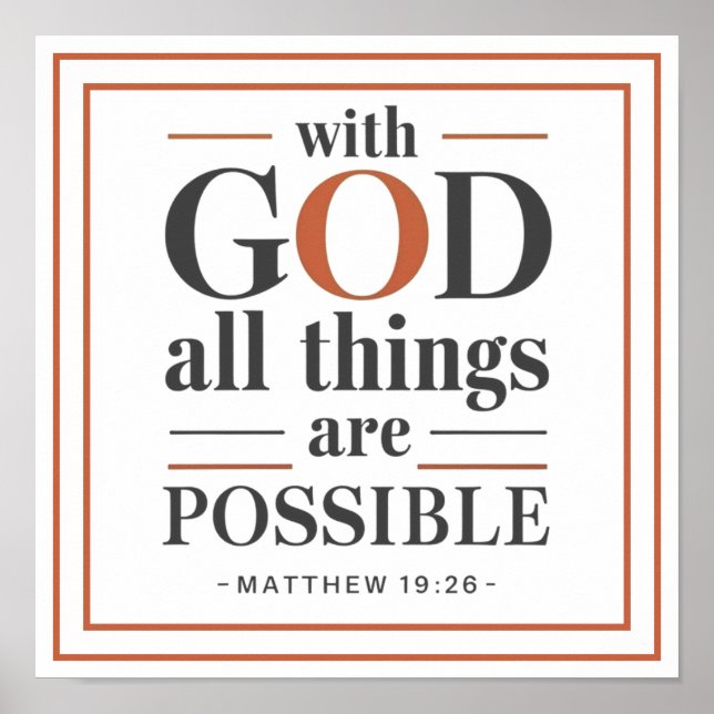 Póster Bold Modern With God All Things Are Possible (Frente)