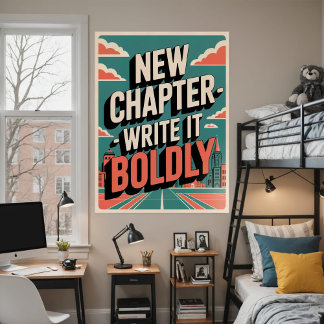 Póster Bold Motivational New Chapter Modern Cityscape