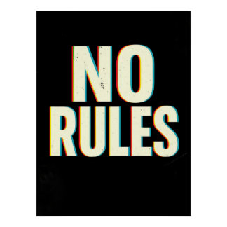 Póster Bold "No Rules" Glitch Effect Typography Art