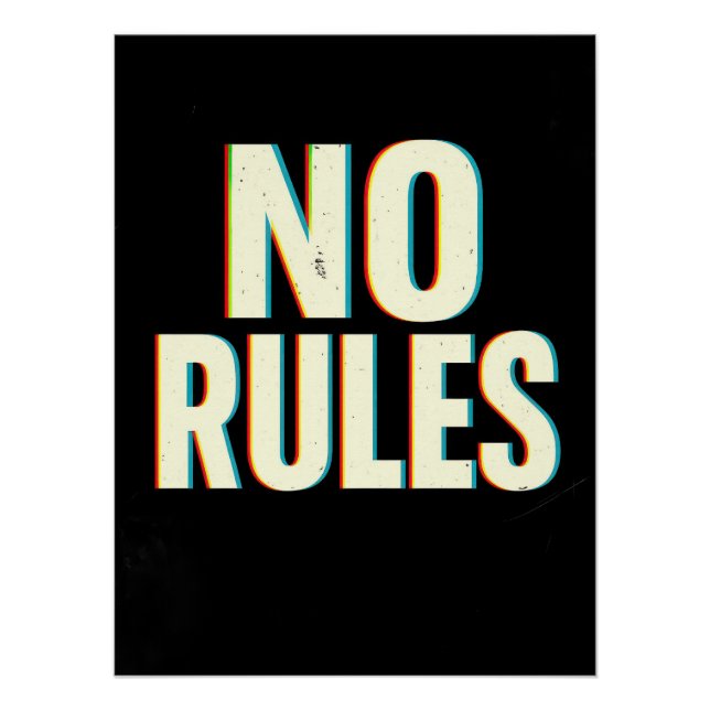 Póster Bold "No Rules" Glitch Effect Typography Art (Anverso)