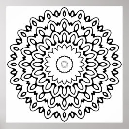 Póster Bold Petal Wave Mandala with Radiating Loops Art
