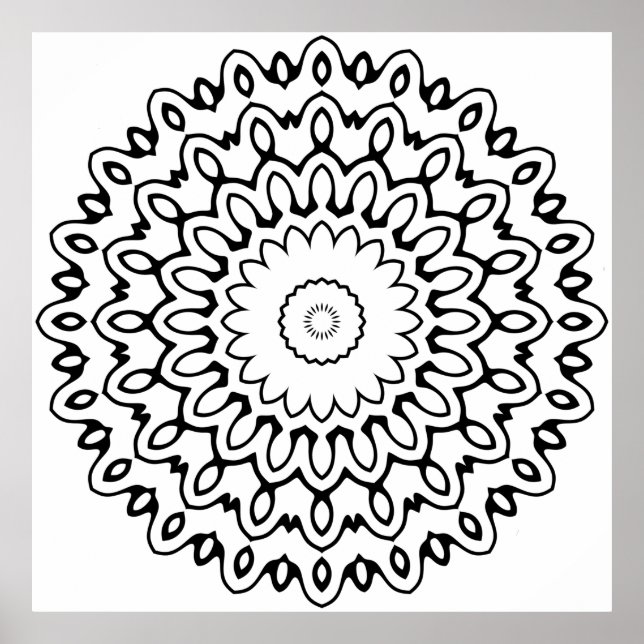 Póster Bold Petal Wave Mandala with Radiating Loops Art (Frente)