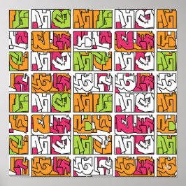 Póster Bold Pop Art Graffiti Seamless Fabric and Paper