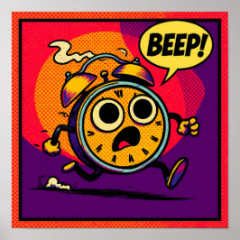 Póster Bold Pop Art Graphic: Ablaze Clock with BEEP!