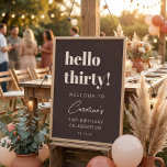 Póster Bold Typography Brown Modern 30th Birthday Welcome<br><div class="desc">This personalized birthday welcome sign features bold, modern typography in a rich brown tone with ivory cream lettering for a stylish milestone celebration. Customize the name, age, and date to match your event details. Available as a printed poster or a digital download, making it easy to display at an entry...</div>
