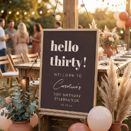 Póster Bold Typography Brown Modern 30th Birthday Welcome