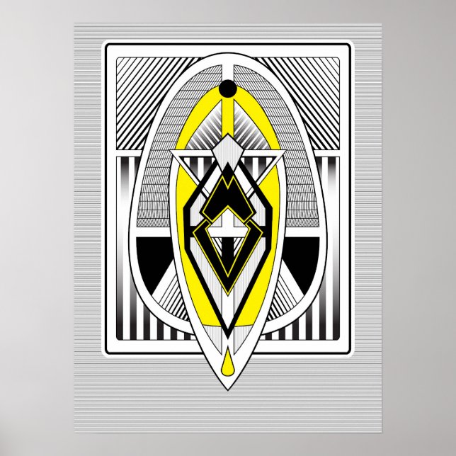 Póster Bold Yellow & Black Geometric Art Deco Design (Frente)