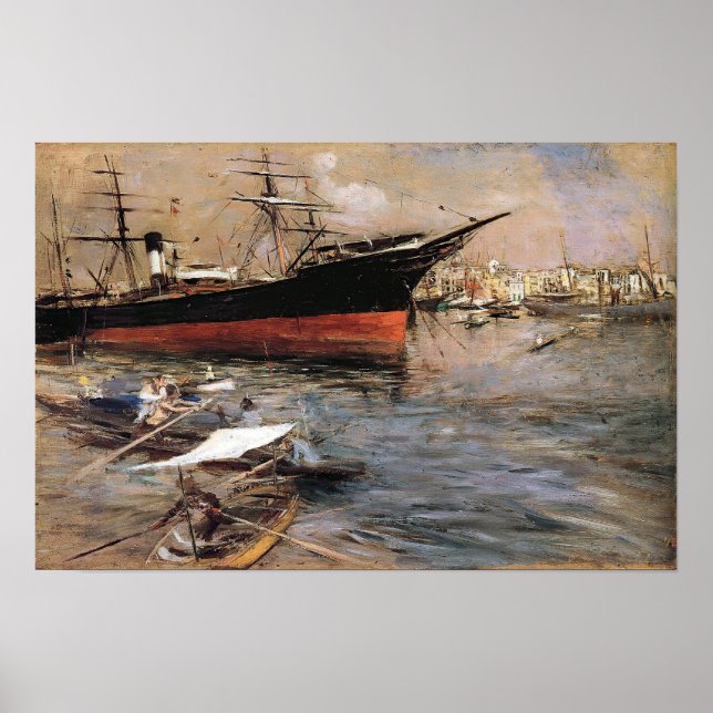 Póster Boldini - Barcos en la cuenca de San Marco 1899 (Frente)