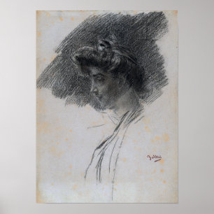 Póster Boldini - Busto de una joven de perfil