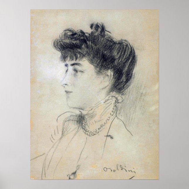 Póster Boldini - Dama con collar de perla (Frente)