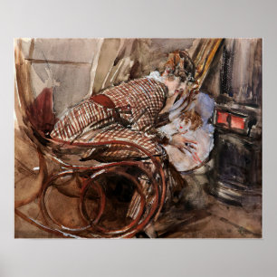 Póster Boldini - Dama Frente a la Estufa 1912