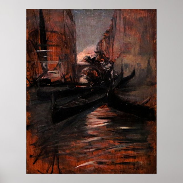 Póster Boldini - En Venecia Con Gondolas (Frente)