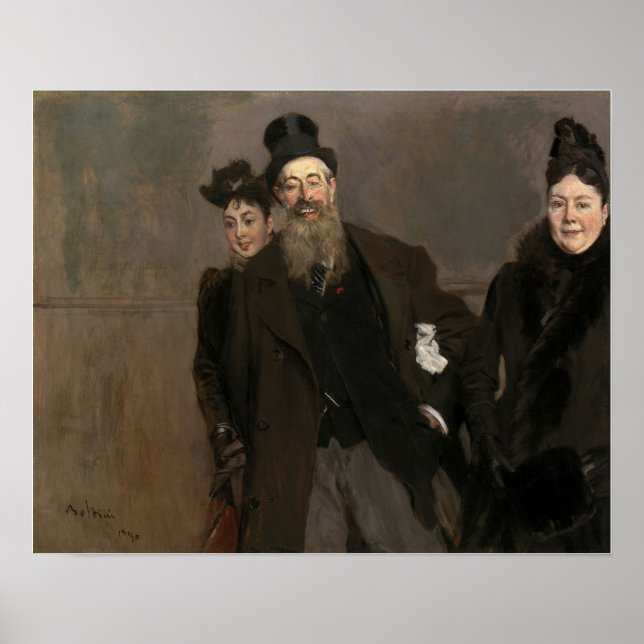 Póster Boldini - John Lewis Brown, esposa, hija 1890 (Frente)