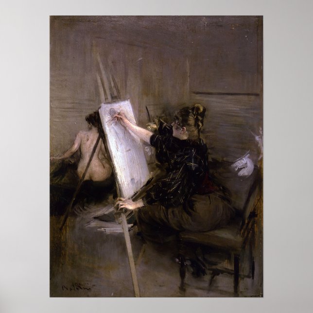 Póster Boldini - La Artista Ruth Sterling En Su Estudio.. (Frente)