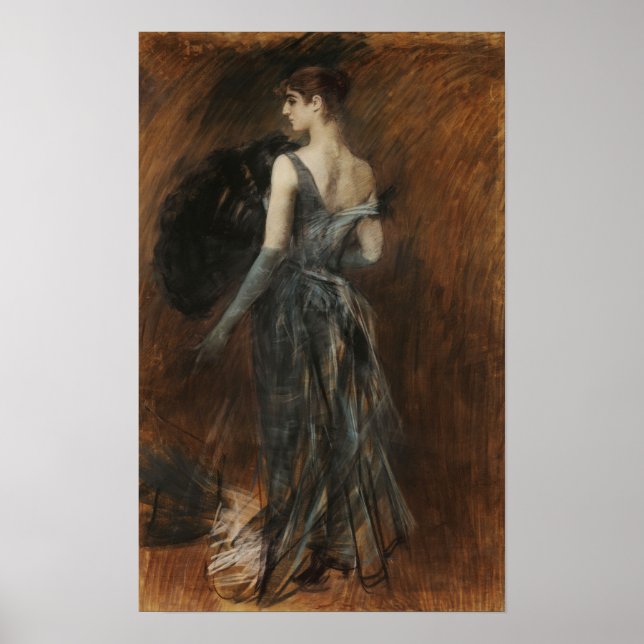Póster Boldini - La Dama De Las Rubias En La Noche (Frente)
