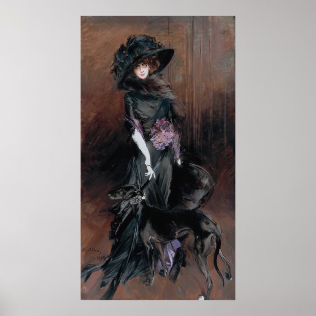 Póster Boldini - Marchesa Luisa Casati con Greyhound (Frente)