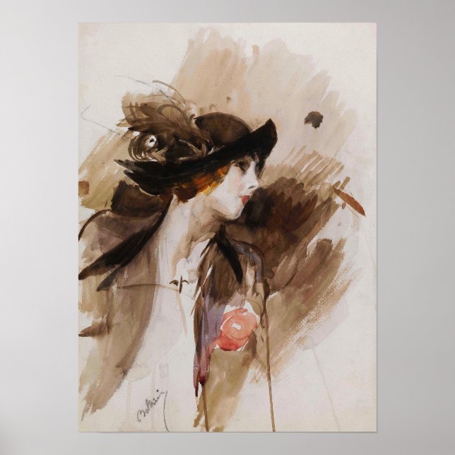 Póster Boldini - Mujer con sombrero 1905 (Frente)