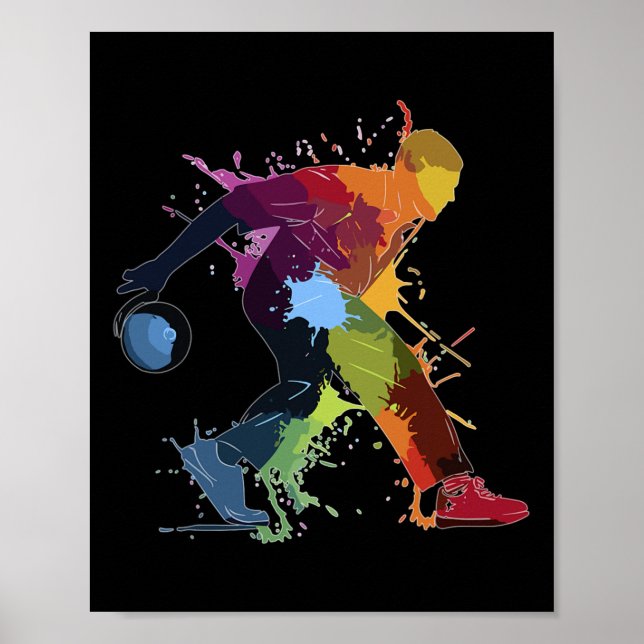Póster Bolera Boliche Salpicadura de Pintura  (Frente)