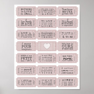 Póster Boletos impresos para citas de amor en francés de