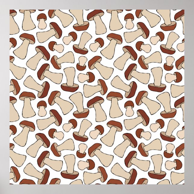 Póster Boletus or Porcini Mushroom Seamless Endless Patte (Frente)