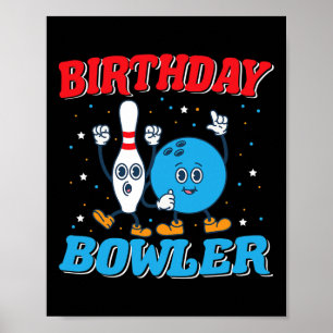 Póster Boliche de Cumpleaños - Boliche Divertido para Niñ
