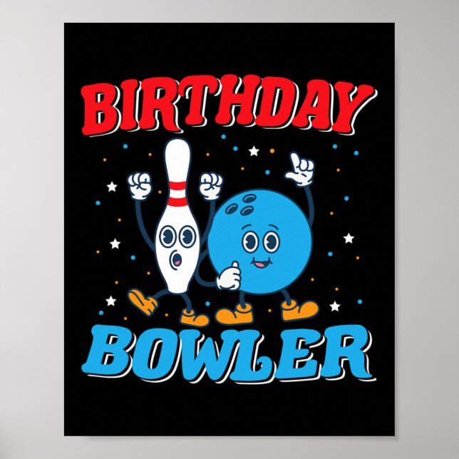 Póster Boliche de Cumpleaños - Boliche Divertido para Niñ (Frente)