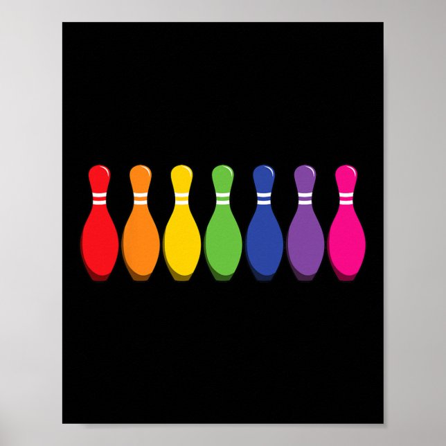 Póster Boliche Pins Bowling Arcoíris Orgullo Lgbt  (Frente)