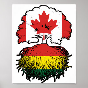 Póster Bolivia Bandera de raíces de árboles canadienses b
