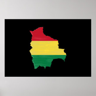 Póster Bolivia flag and map