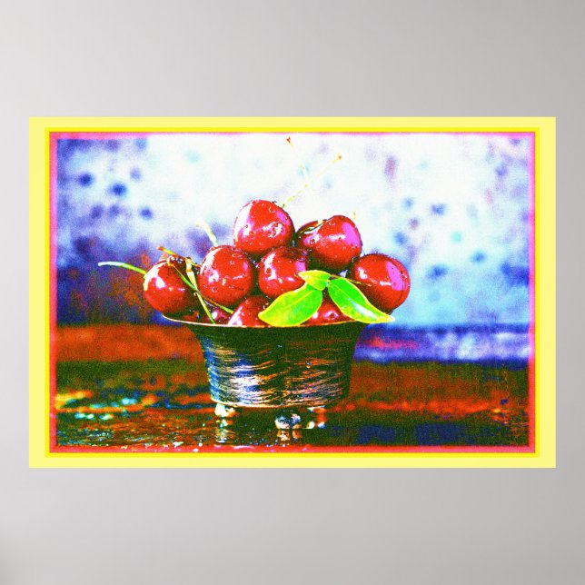 Póster "Bolla De Fruta De Cerezas" Foto Cuta. ¡Hazte con  (Frente)