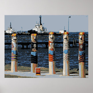 Póster Bollards Geelong Oceanfront