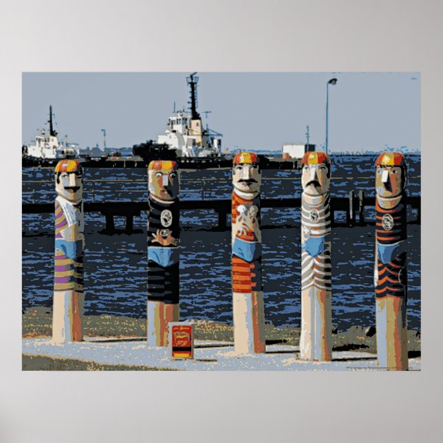 Póster Bollards Geelong Oceanfront (Frente)