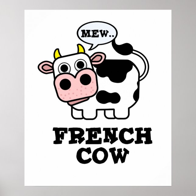Póster Bollo de animales divertidos de vaca en Francia (Frente)