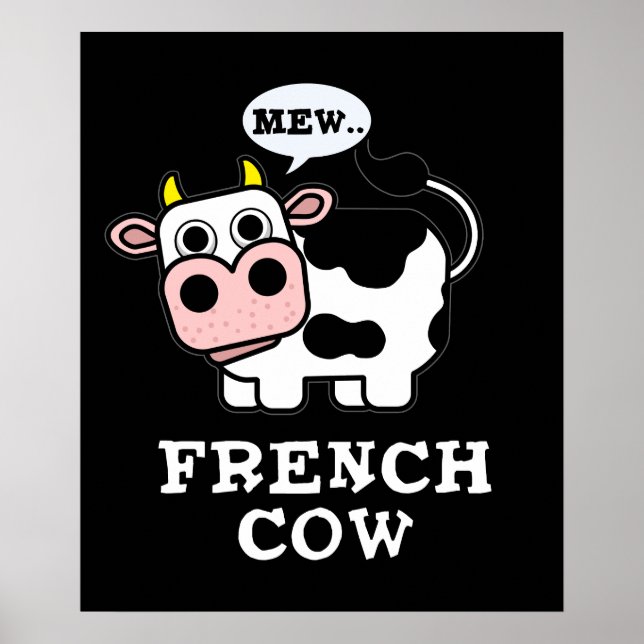 Póster Bollo de animales divertidos de vaca en Francia (Frente)