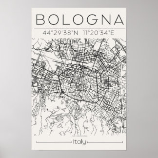Póster Bologna City Map Poster Modern Minimal Urban art 